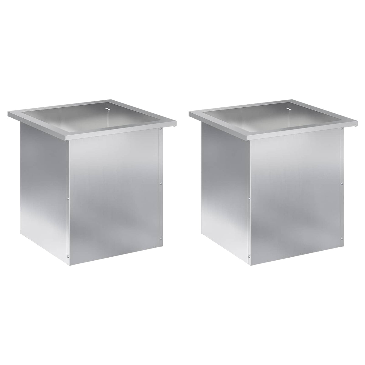 Plantenbak met led 2 st zilver 40 x 40 x 40 cm