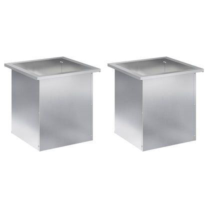 Plantenbak met led 2 st zilver 40 x 40 x 40 cm