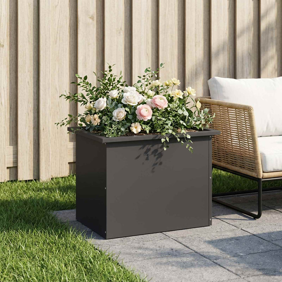 Plantenbak met led Zwart 40 x 60 x 40 cm Staal