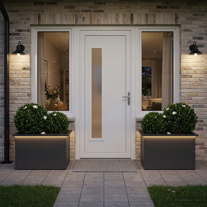 Plantenbak met led 2 st Zwart 40 x 60 x 40 cm Staal