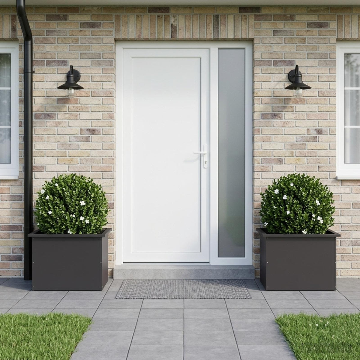 Plantenbak met led 2 st Zwart 40 x 60 x 40 cm Staal
