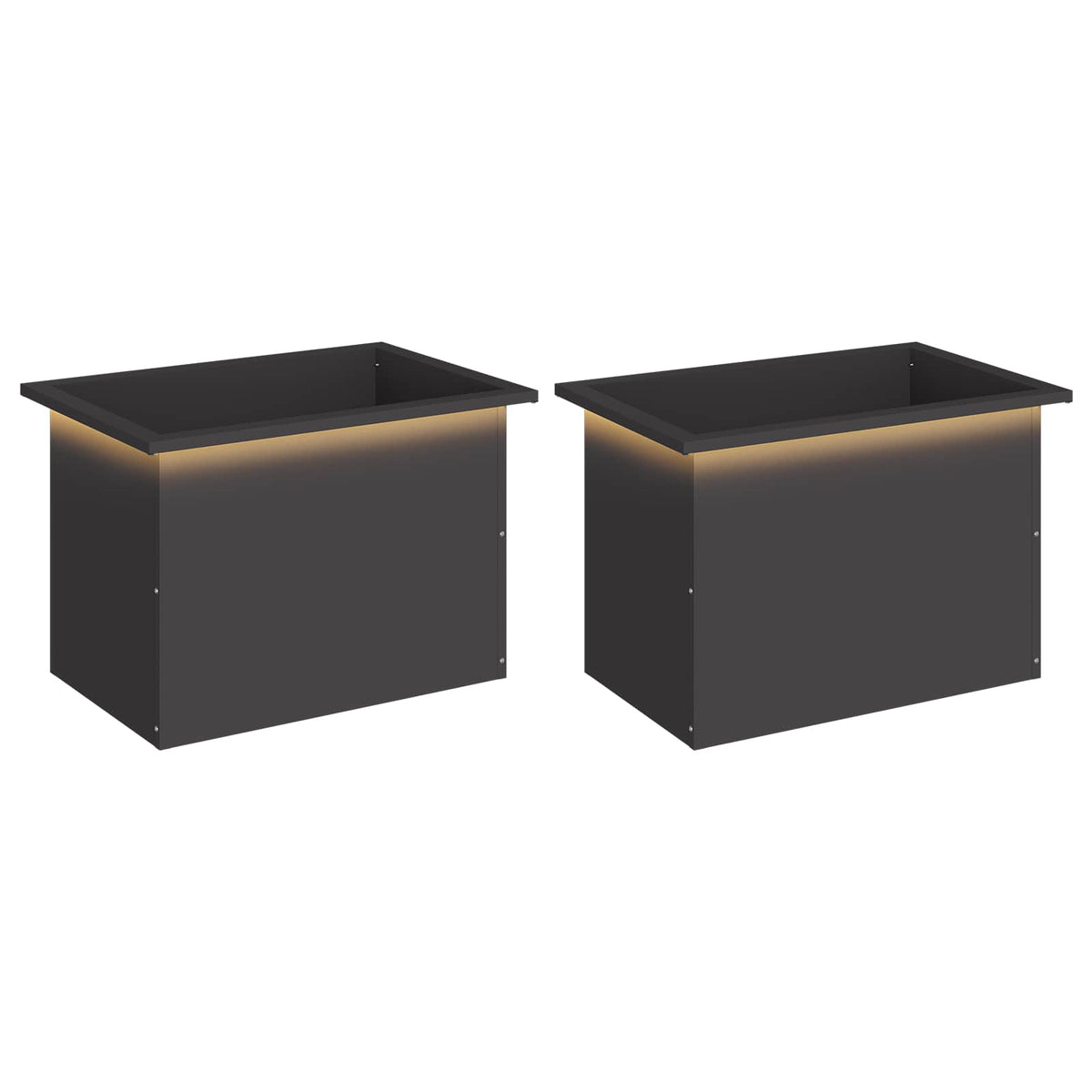 Plantenbak met led 2 st Zwart 40 x 60 x 40 cm Staal