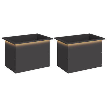 Plantenbak met led 2 st Zwart 40 x 60 x 40 cm Staal