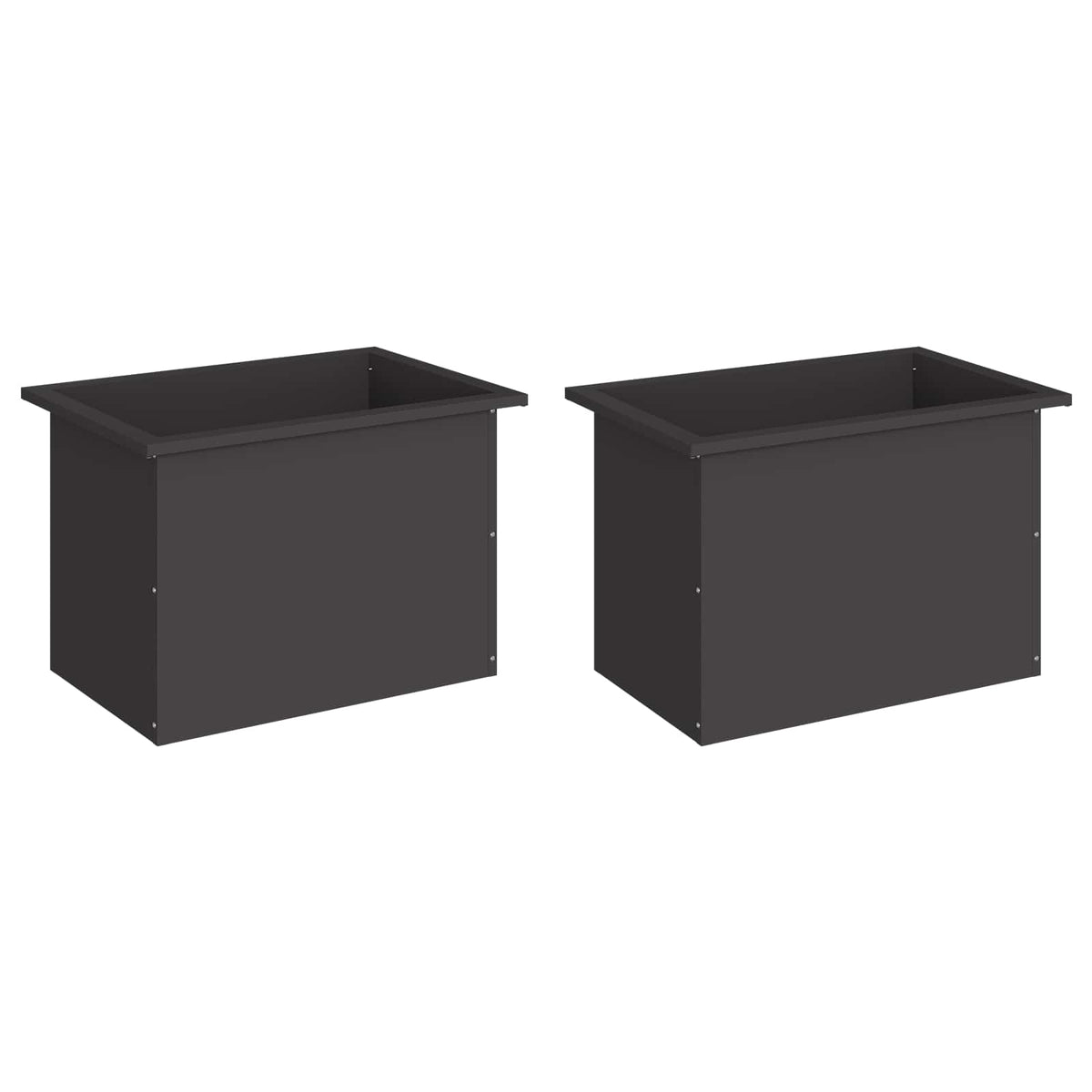Plantenbak met led 2 st Zwart 40 x 60 x 40 cm Staal