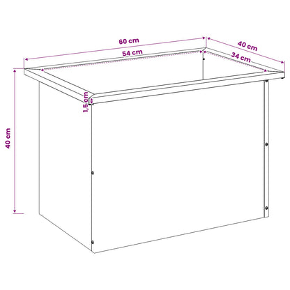 Plantenbak met led 2 st Zwart 40 x 60 x 40 cm Staal