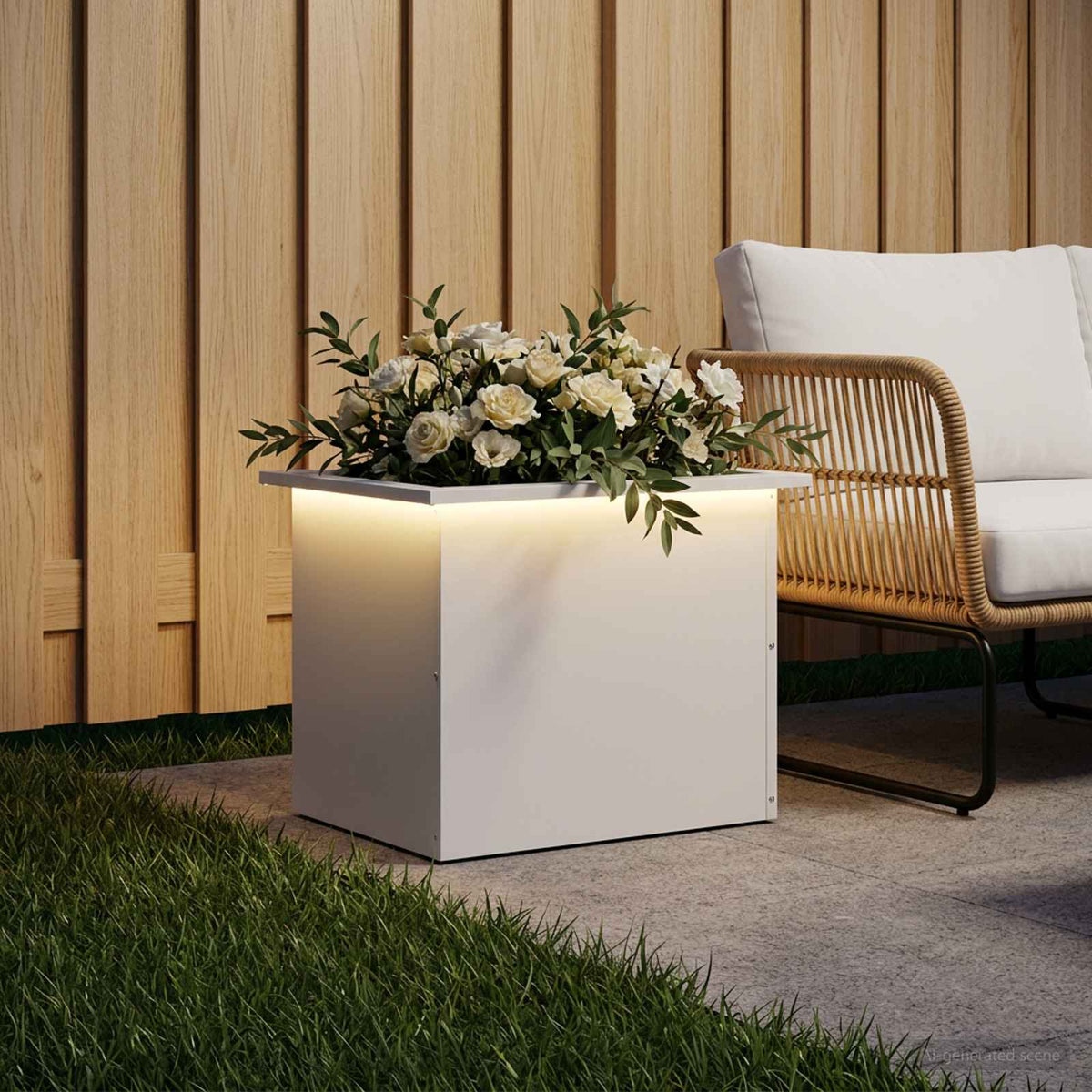 Plantenbak met led Wit 40 x 60 x 40 cm Staal