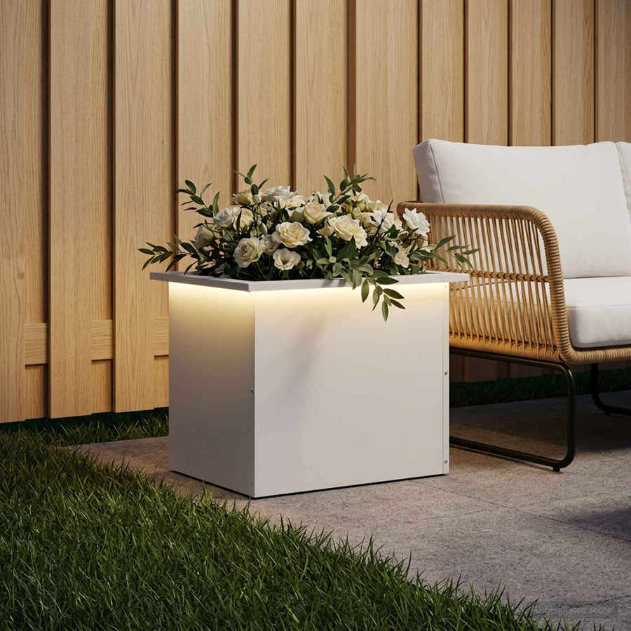 Plantenbak met led Wit 40 x 60 x 40 cm Staal