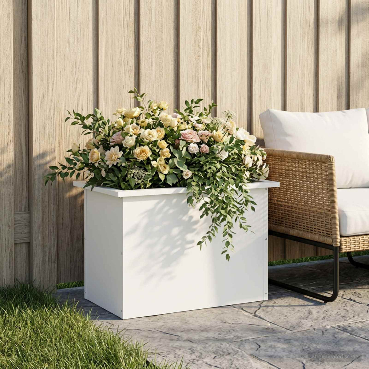 Plantenbak met led Wit 40 x 60 x 40 cm Staal
