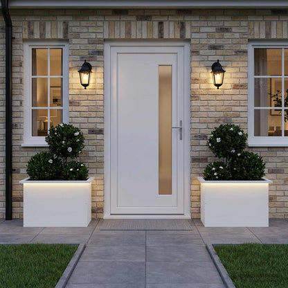 Plantenbak met led 2 st Wit 40 x 60 x 40 cm Staal