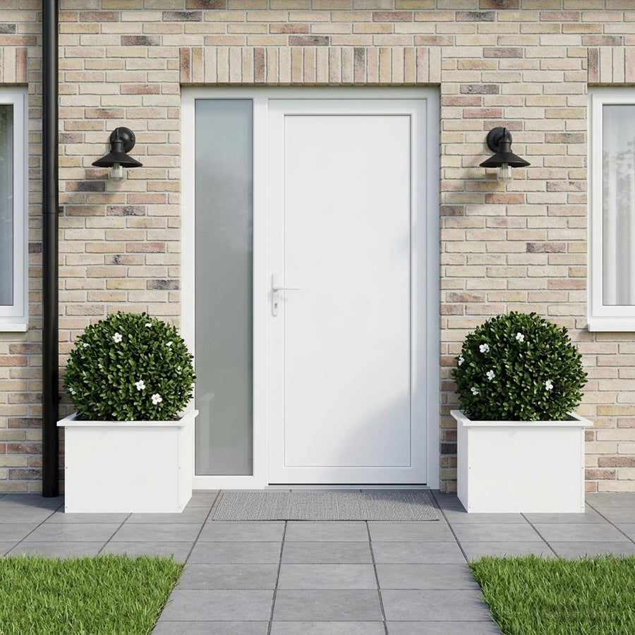 Plantenbak met led 2 st Wit 40 x 60 x 40 cm Staal