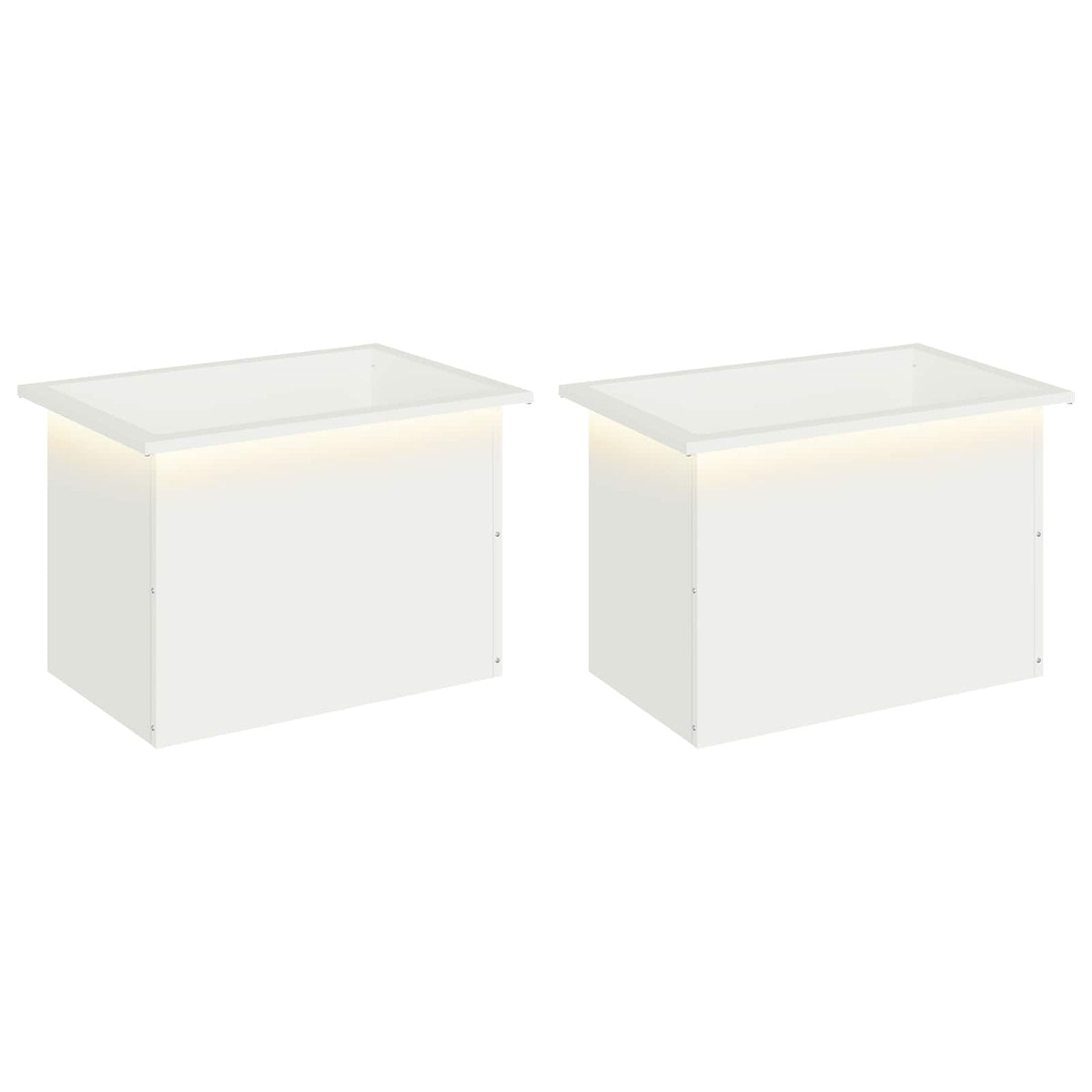 Plantenbak met led 2 st Wit 40 x 60 x 40 cm Staal