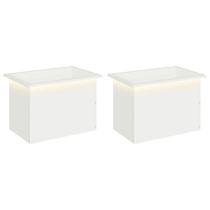 Plantenbak met led 2 st Wit 40 x 60 x 40 cm Staal