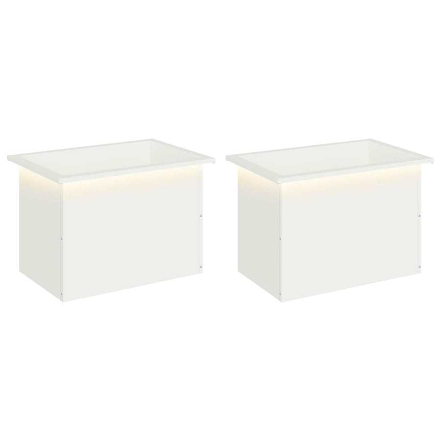 Plantenbak met led 2 st Wit 40 x 60 x 40 cm Staal