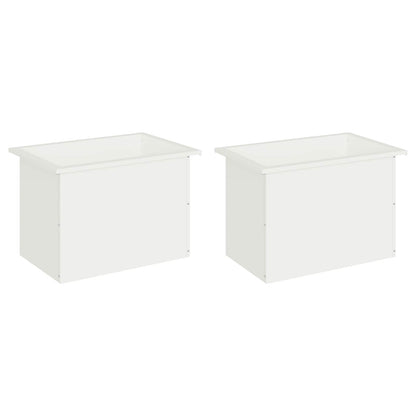 Plantenbak met led 2 st Wit 40 x 60 x 40 cm Staal
