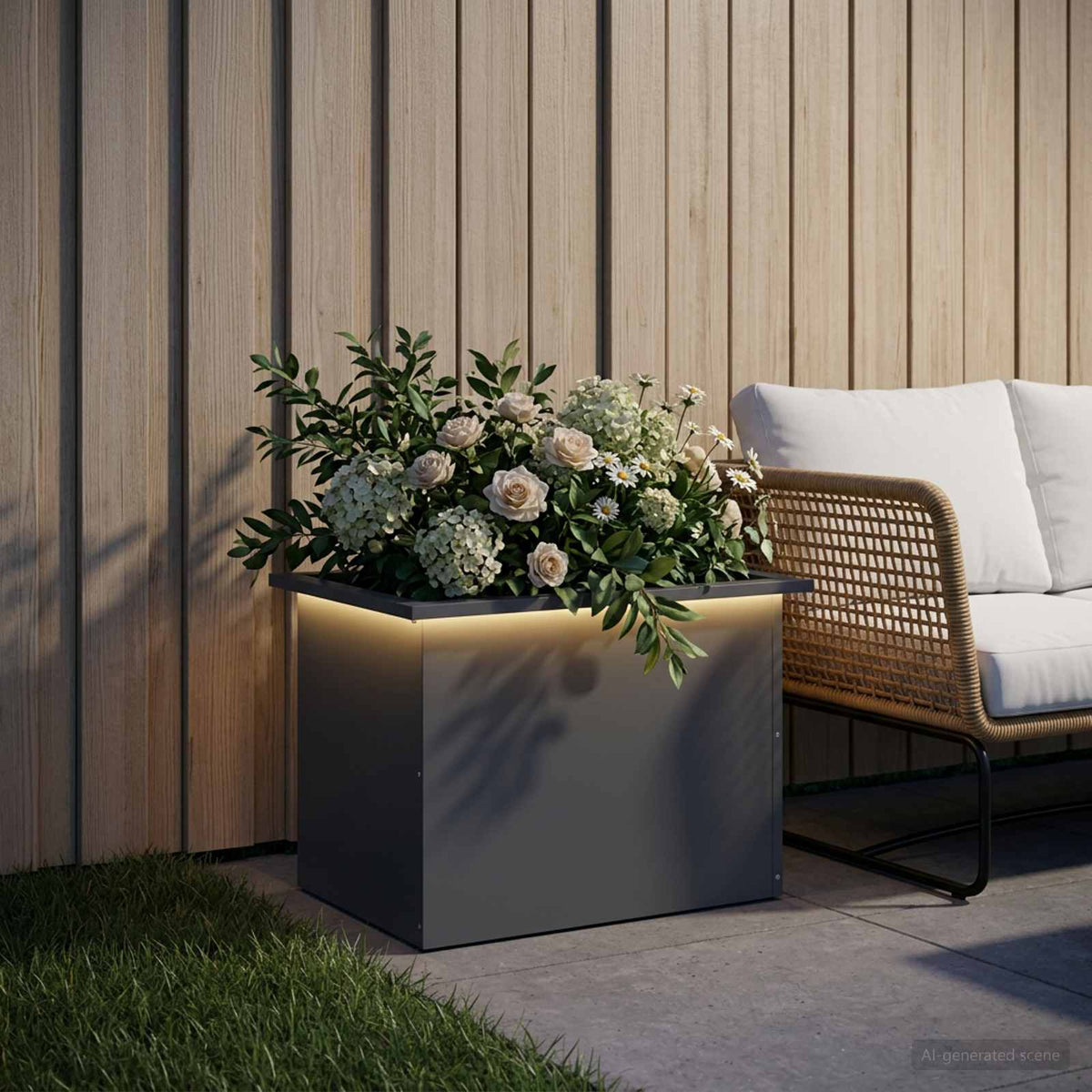 Plantenbak met led Antraciet 40 x 60 x 40 cm Staal