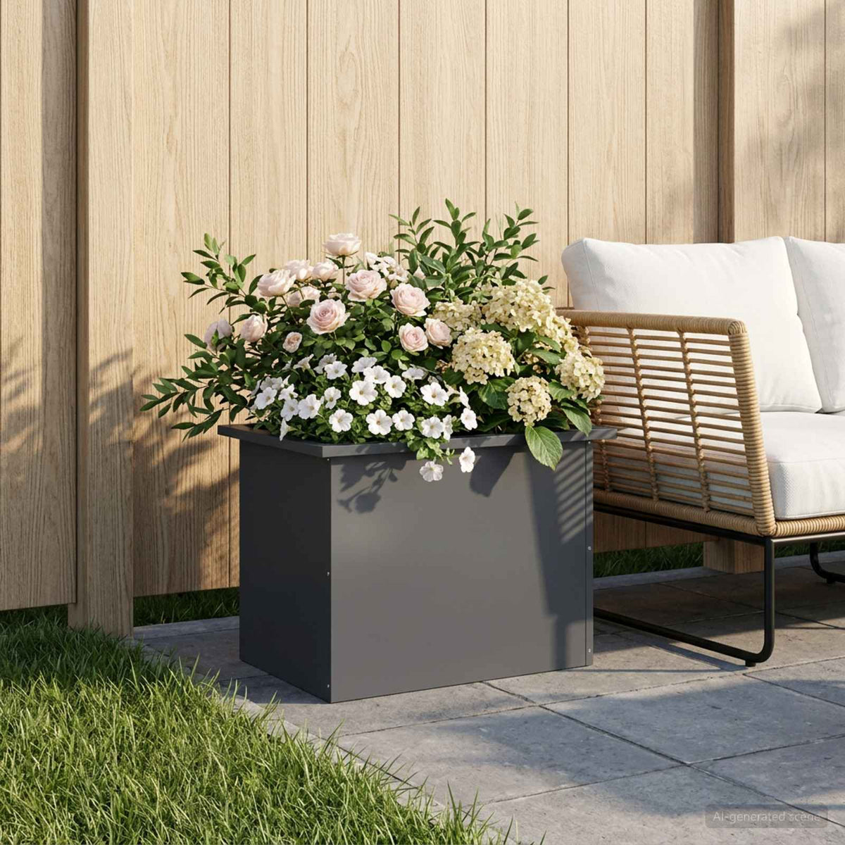 Plantenbak met led Antraciet 40 x 60 x 40 cm Staal