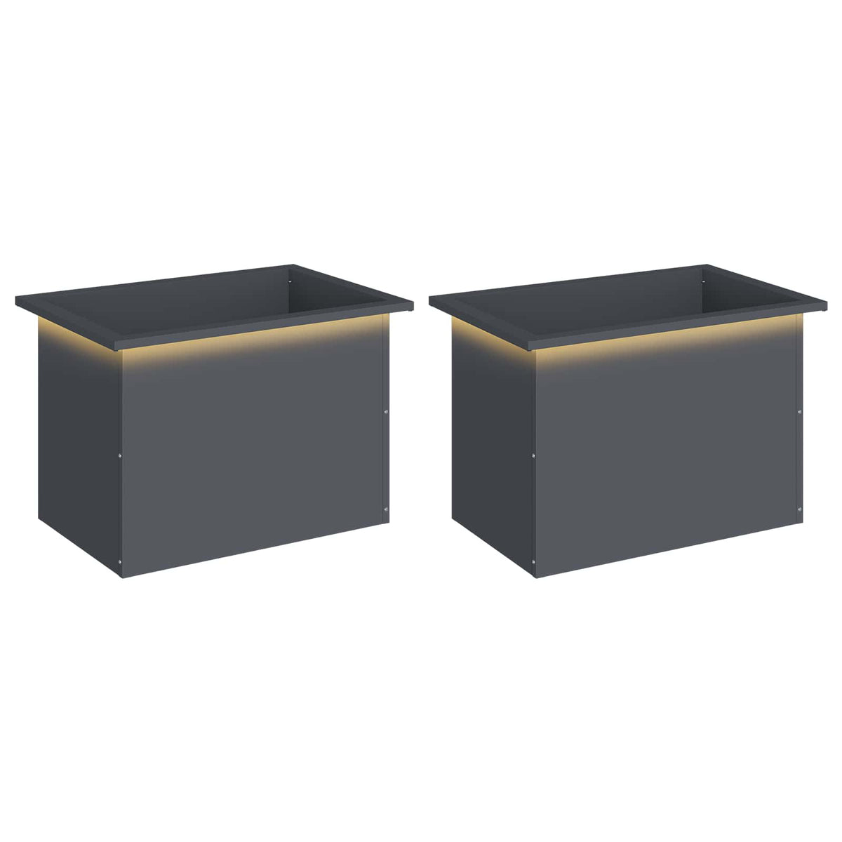 Plantenbak met led 2 st Antraciet 40 x 60 x 40 cm Staal