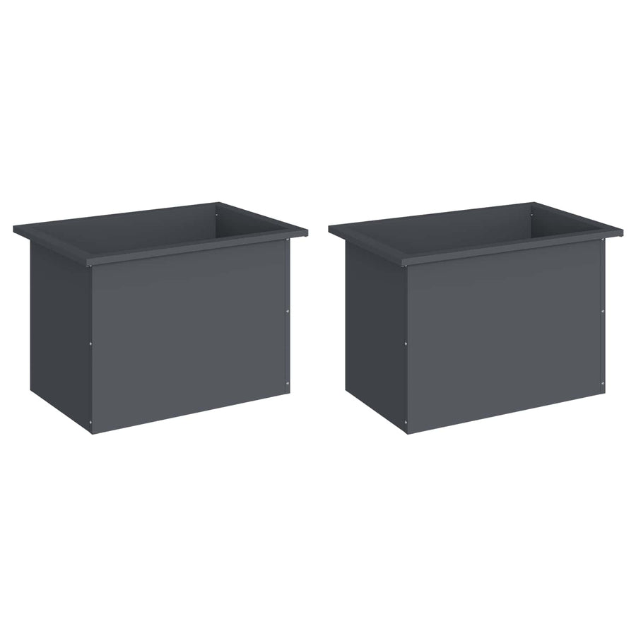 Plantenbak met led 2 st Antraciet 40 x 60 x 40 cm Staal
