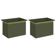 Plantenbak met led 40x60x40 cm olijfgroen staal 2 stuks