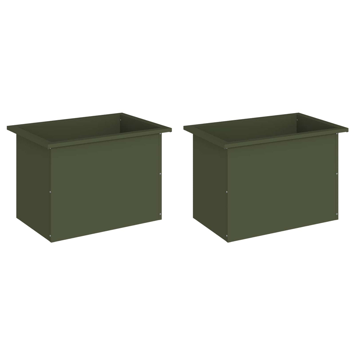 Plantenbak met led 2 st Olijfgroen 40 x 60 x 40 cm Staal