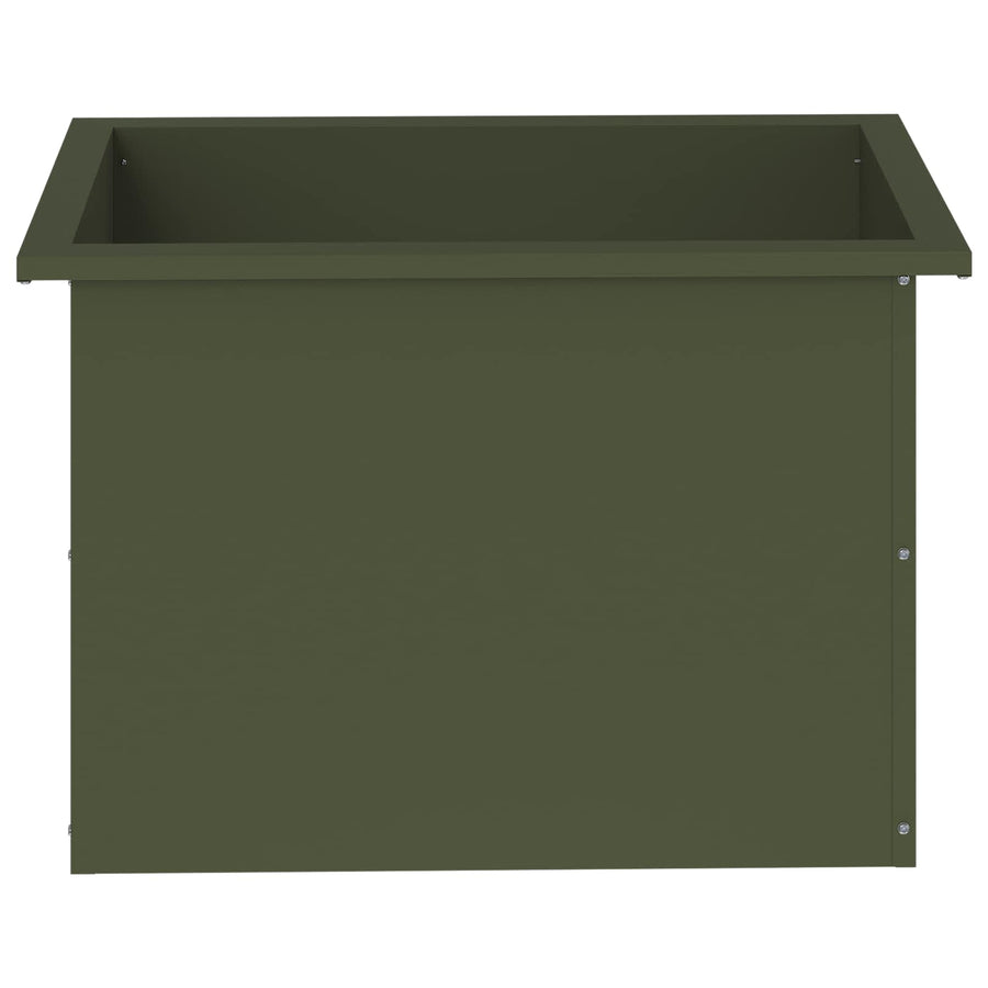 Plantenbak met led 2 st Olijfgroen 40 x 60 x 40 cm Staal