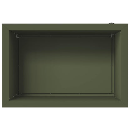 Plantenbak met led 2 st Olijfgroen 40 x 60 x 40 cm Staal