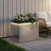 Plantenbak roestvrij staal 40x60x40 cm met LED zilver