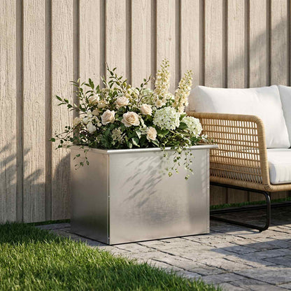 Plantenbak met led zilver 40 x 60 x 40 cm Roestvrij staal