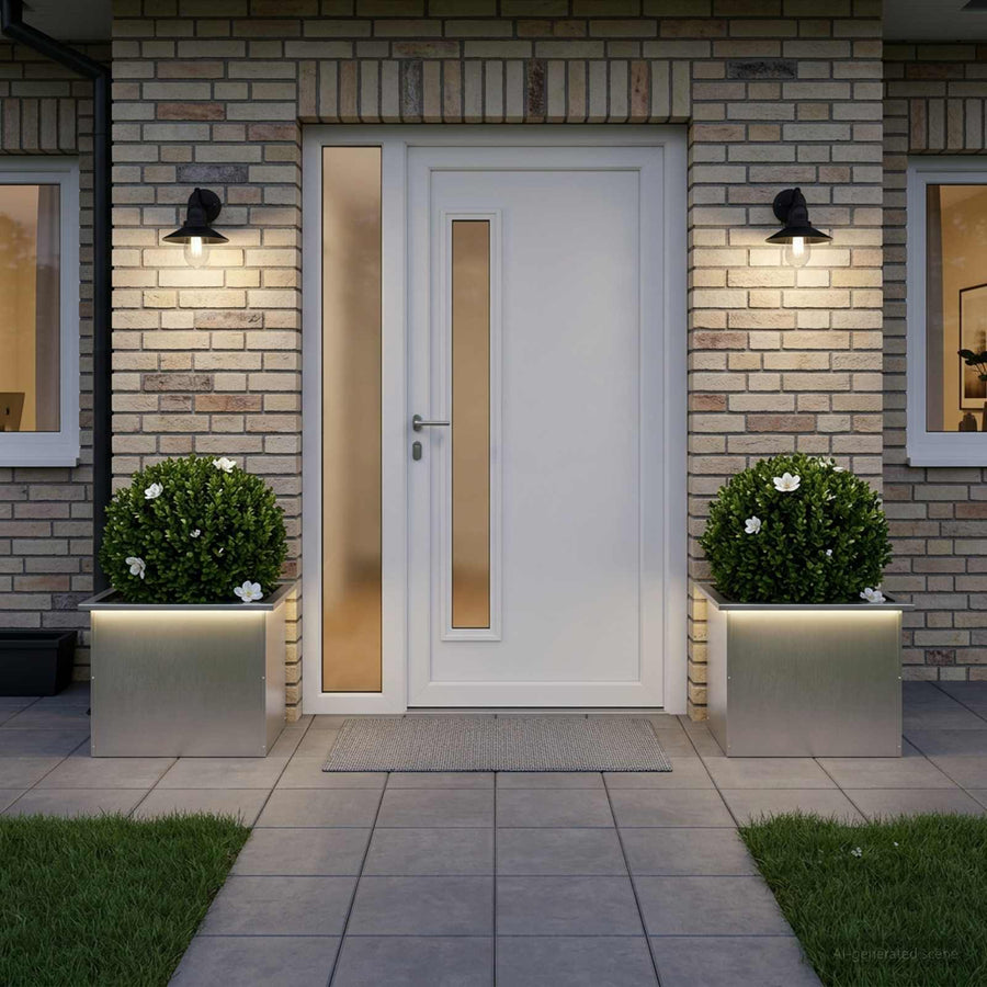 Plantenbak met led 2 st zilver 40 x 60 x 40 cm Roestvrij staal