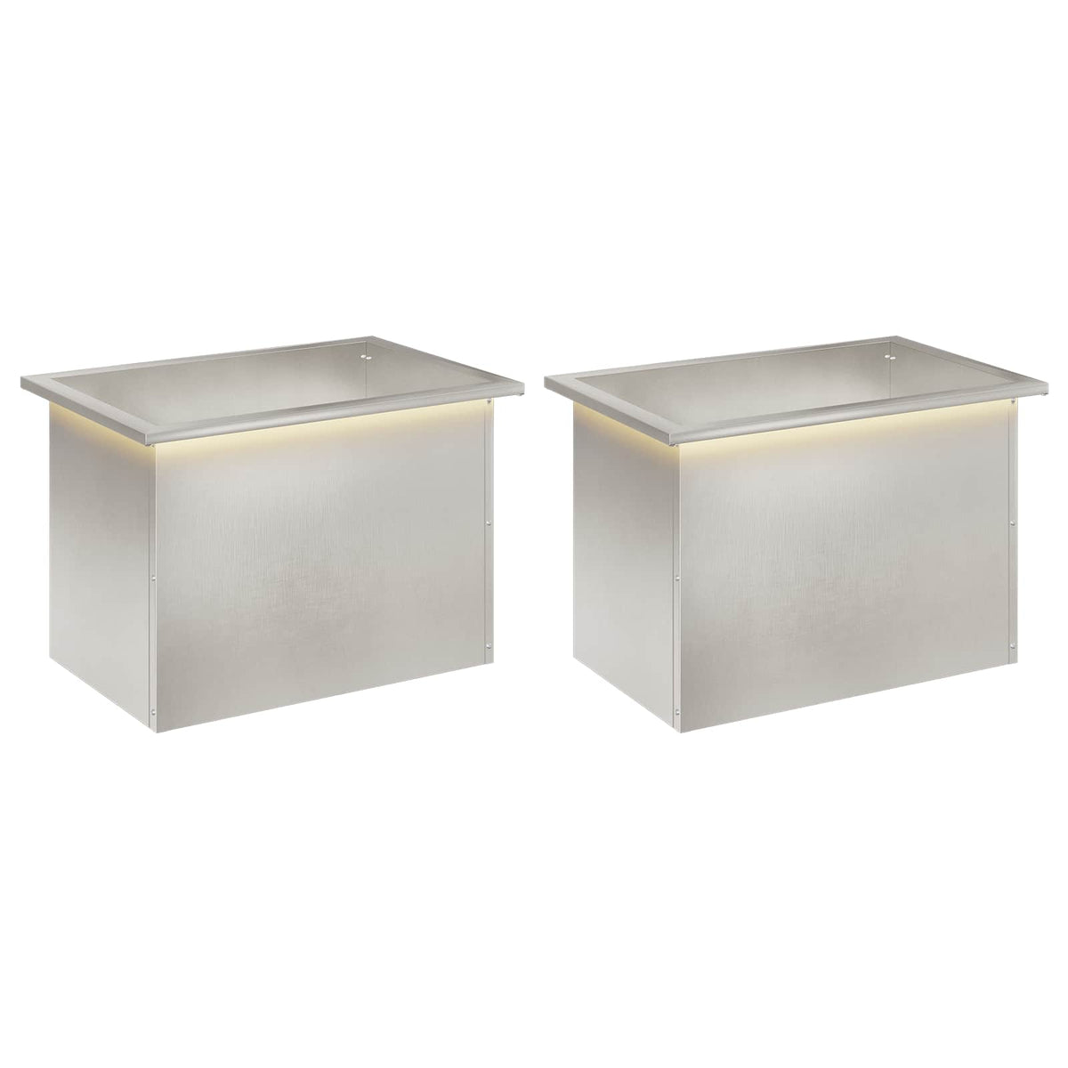 Plantenbak met led 2 st zilver 40 x 60 x 40 cm Roestvrij staal