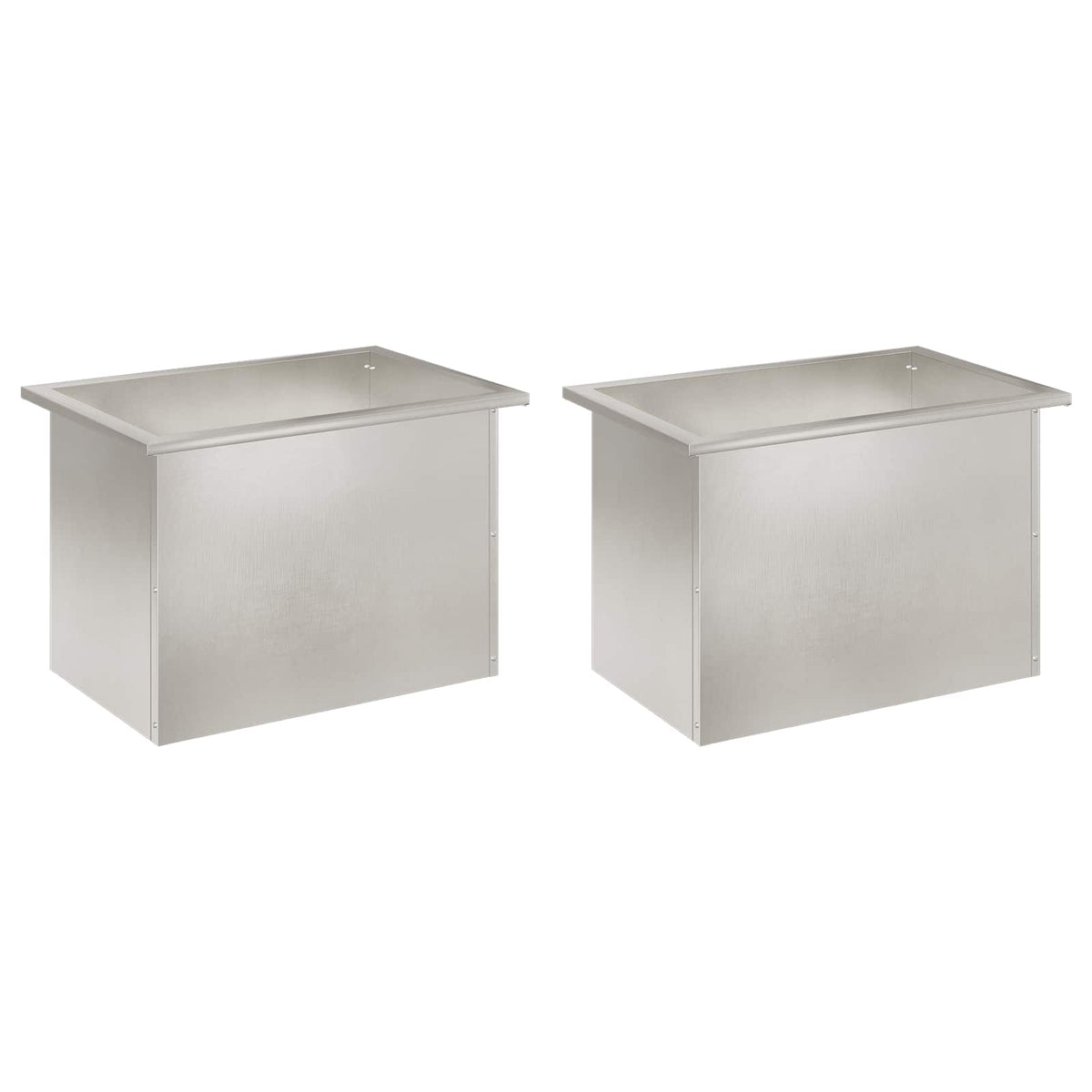 Plantenbak met led 2 st zilver 40 x 60 x 40 cm Roestvrij staal