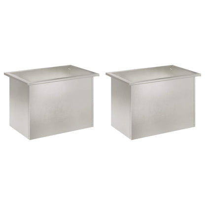 Plantenbak met led 2 st zilver 40 x 60 x 40 cm Roestvrij staal