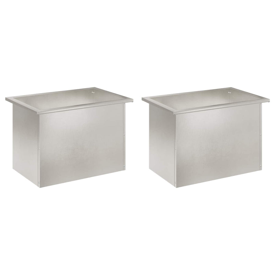 Plantenbak met led 2 st zilver 40 x 60 x 40 cm Roestvrij staal