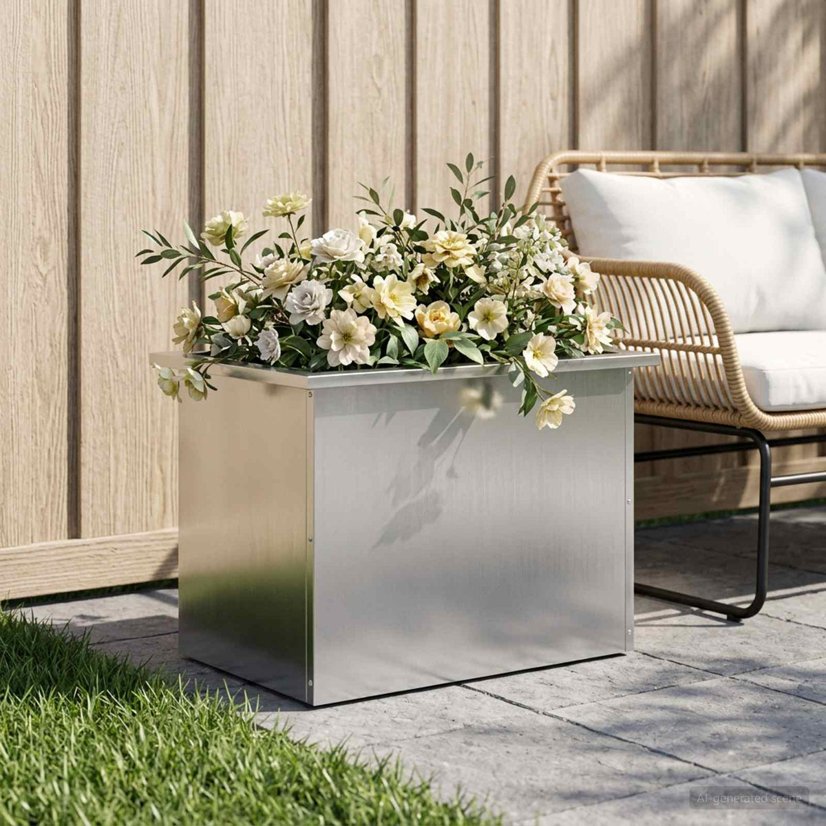 Plantenbak met led zilver 40 x 60 x 40 cm Gegalvaniseerd staal