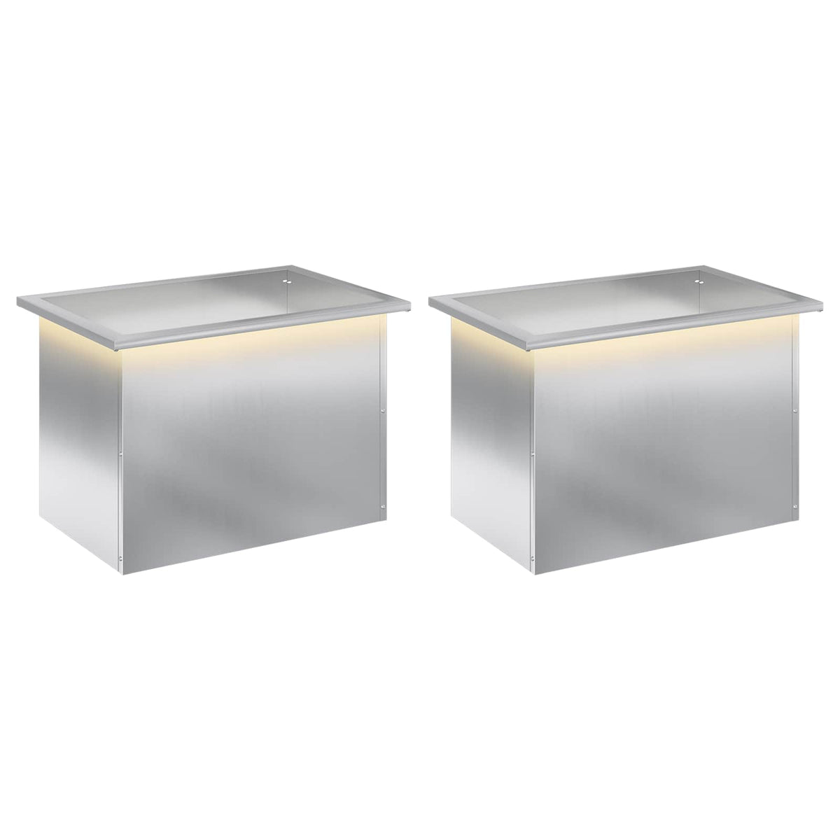 Plantenbak met led 2 st zilver 40 x 60 x 40 cm