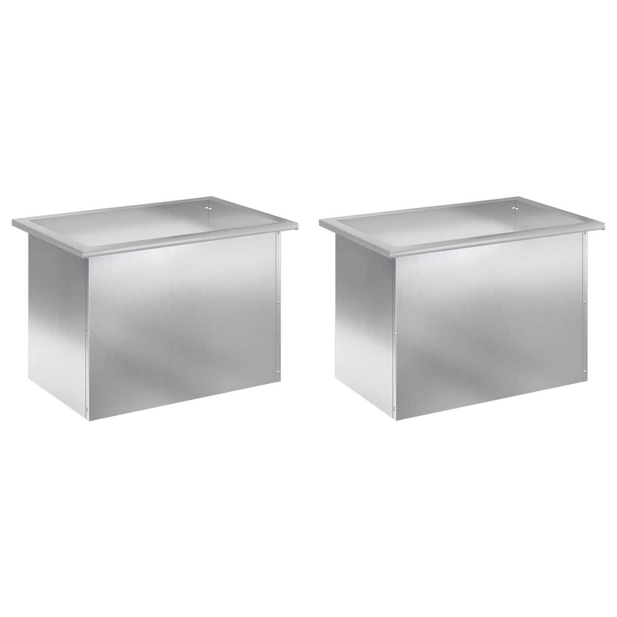Plantenbak met led 2 st zilver 40 x 60 x 40 cm