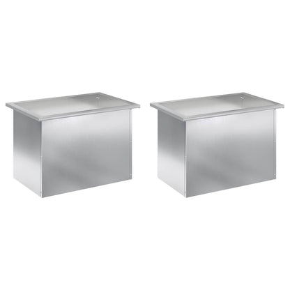 Plantenbak met led 2 st zilver 40 x 60 x 40 cm