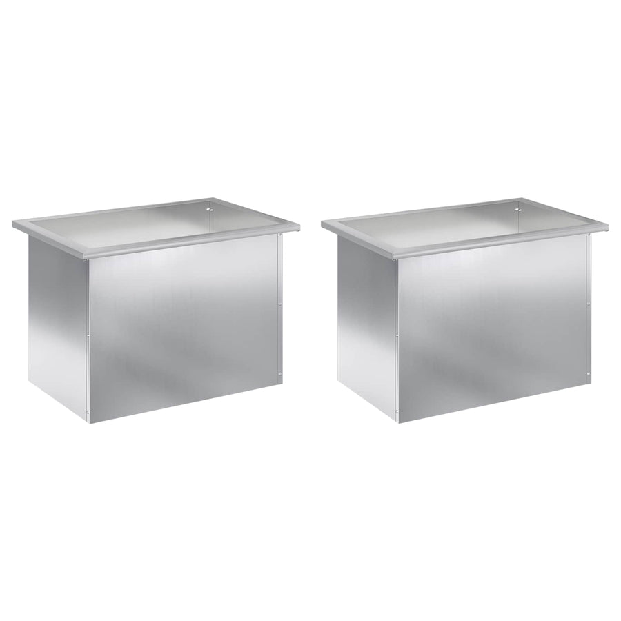 Plantenbak met led 2 st zilver 40 x 60 x 40 cm