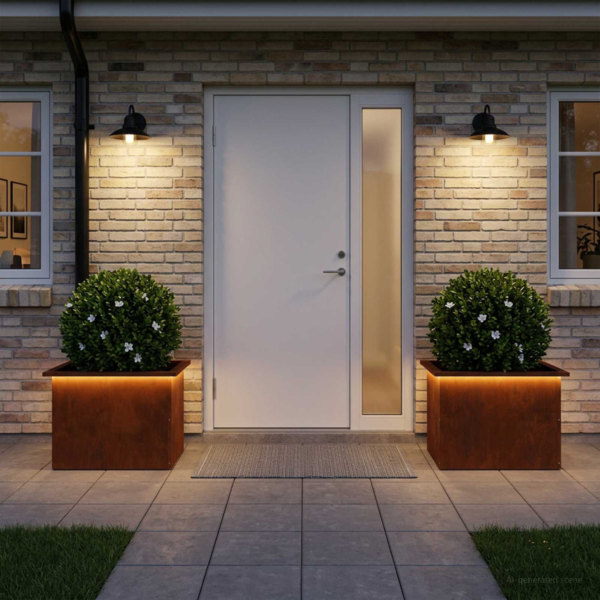 Plantenbak met led 2 st Roestkleurig 40 x 60 x 40 cm