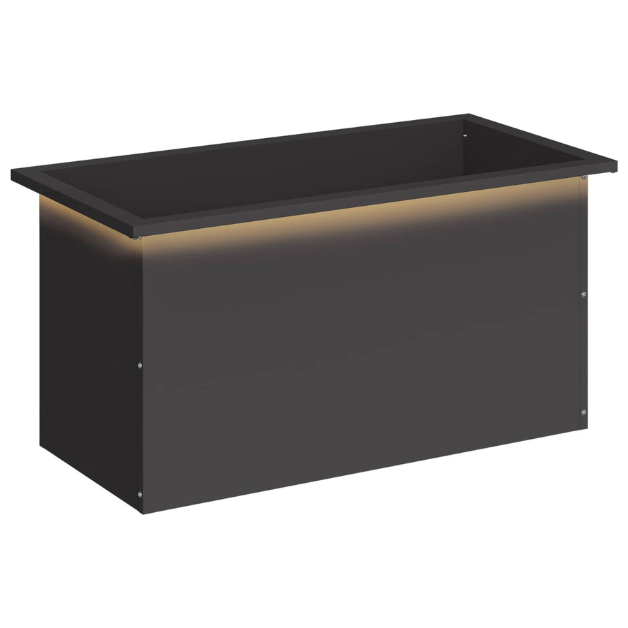 Plantenbak met led Zwart 40 x 80 x 40 cm Staal