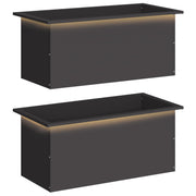 Plantenbak met led 2 stuks 40x80x40 cm staal zwart
