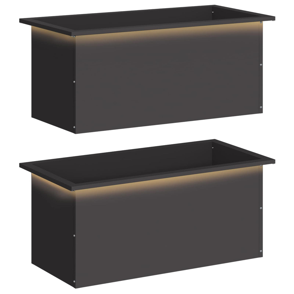 Plantenbak met led 2 st Zwart 40 x 80 x 40 cm Staal