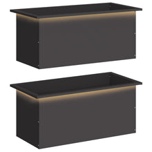 Plantenbak met led 2 st Zwart 40 x 80 x 40 cm Staal