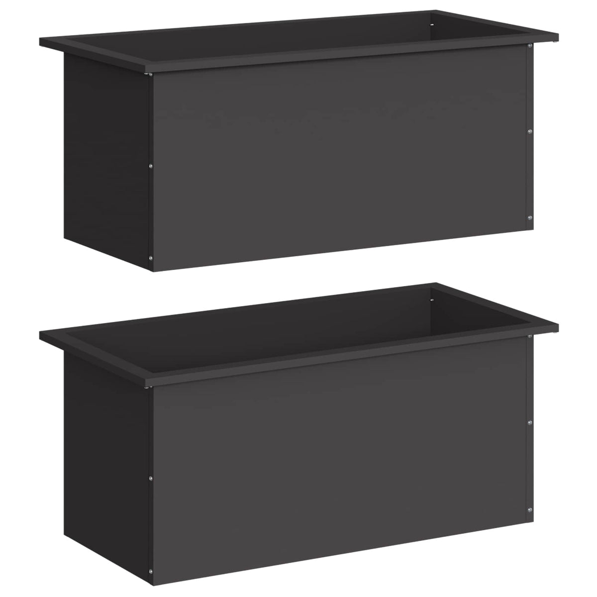 Plantenbak met led 2 st Zwart 40 x 80 x 40 cm Staal