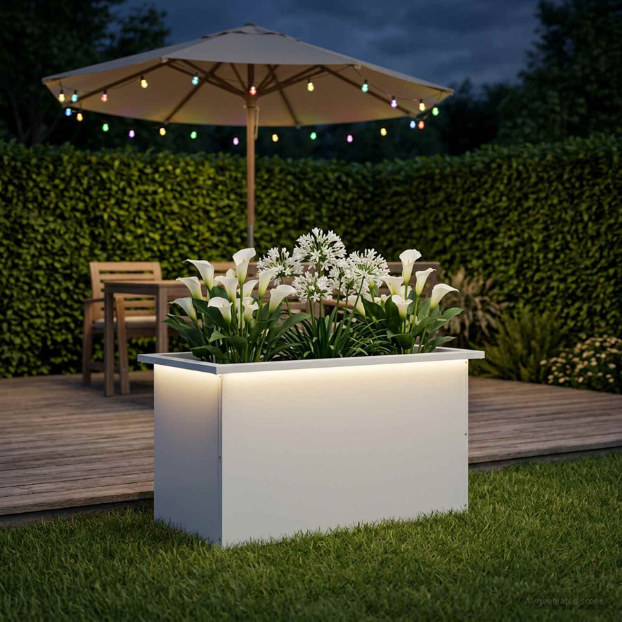 Plantenbak met led Wit 40 x 80 x 40 cm Staal