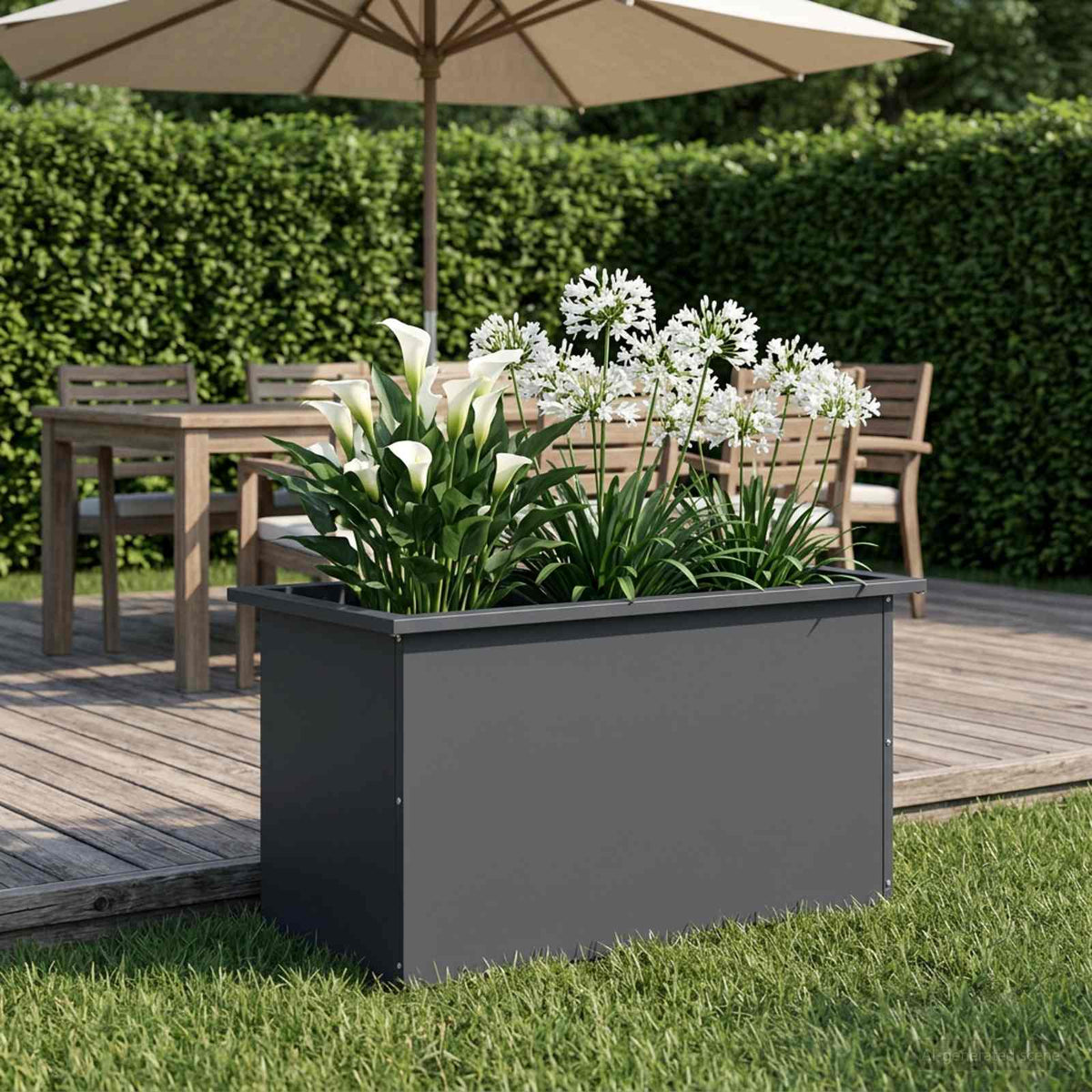 Plantenbak met led Antraciet 40 x 80 x 40 cm Staal