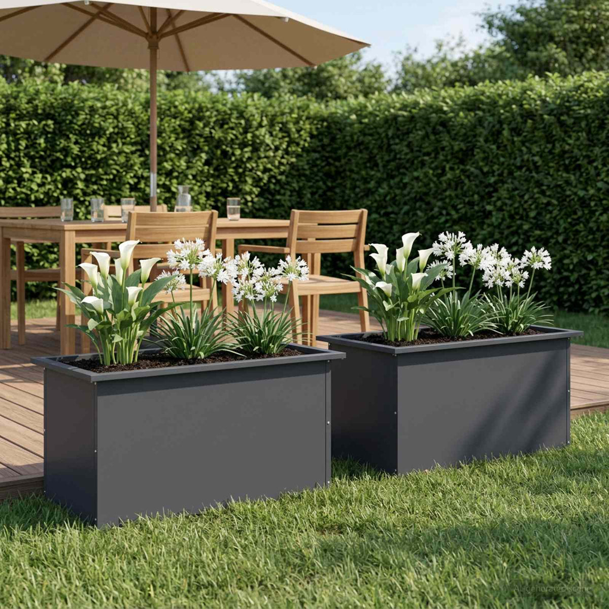 Plantenbak met led 2 st Antraciet 40 x 80 x 40 cm Staal