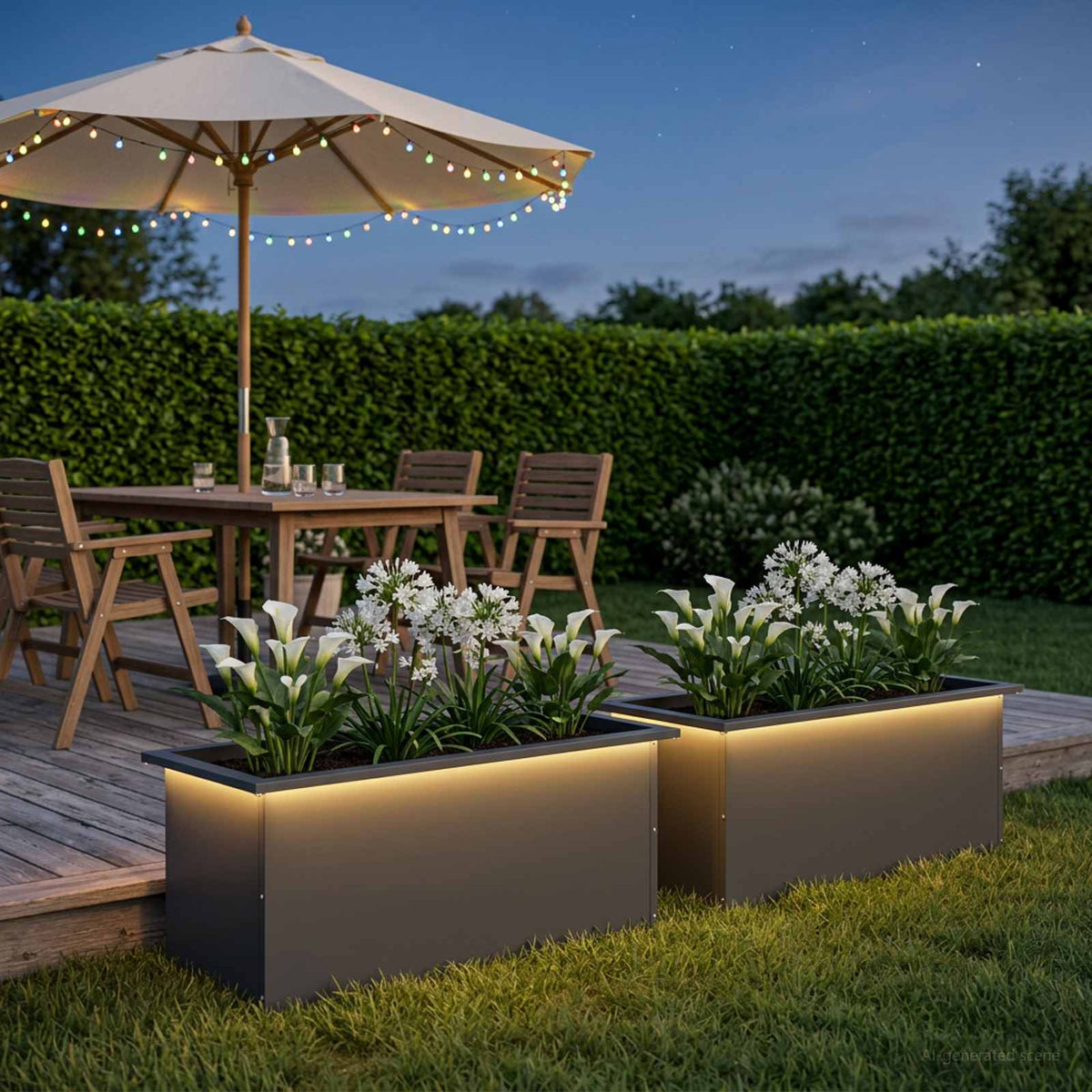 Plantenbak met led 2 st Antraciet 40 x 80 x 40 cm Staal