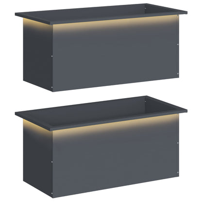 Plantenbak met led 2 st Antraciet 40 x 80 x 40 cm Staal