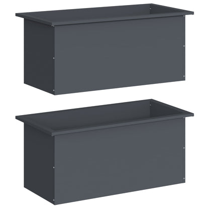 Plantenbak met led 2 st Antraciet 40 x 80 x 40 cm Staal